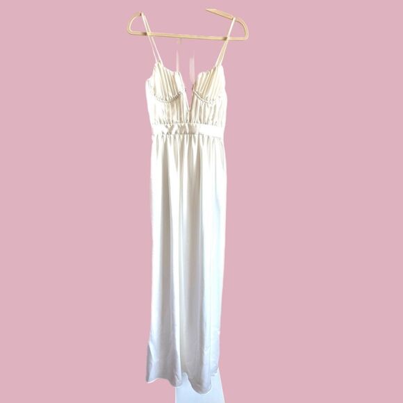 NWT Ramy Brook “Becky” satin corset gown in ivory  Size 0 - Picture 1 of 7